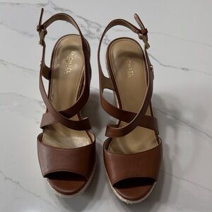 Michael Kors Tan Wedge Sandals